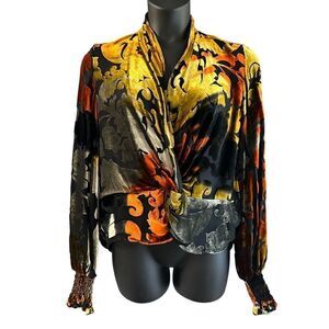 Caroline Constas New York Women's Silk Bette Burnout fabric Blouse Size M 🛑